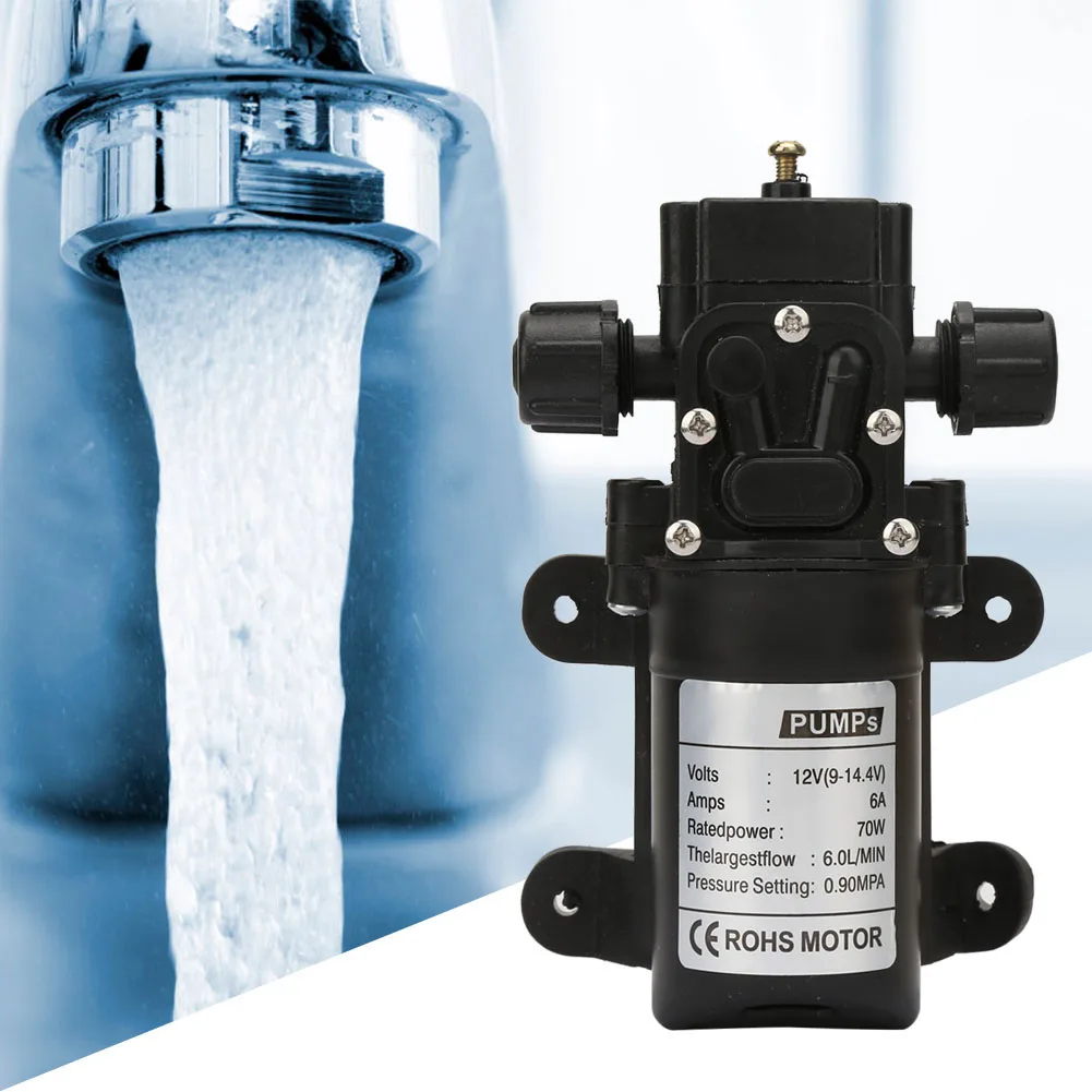 

70W Pump High Pressure Pump 12V 70W 6L/Min Self Priming High Pressure Diaphragm Pump Two Side Thread