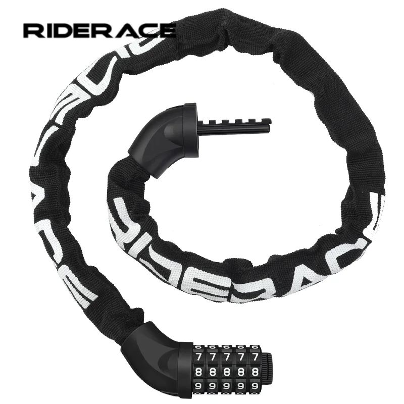RIDERACE Fahrradkettenschloss, tragbar, diebstahlsicher, hohe Sicherheit, für Roller, Elektrofahrrad, E-Bike, MTB, Mountainbike, mit 2 Schlüsseln