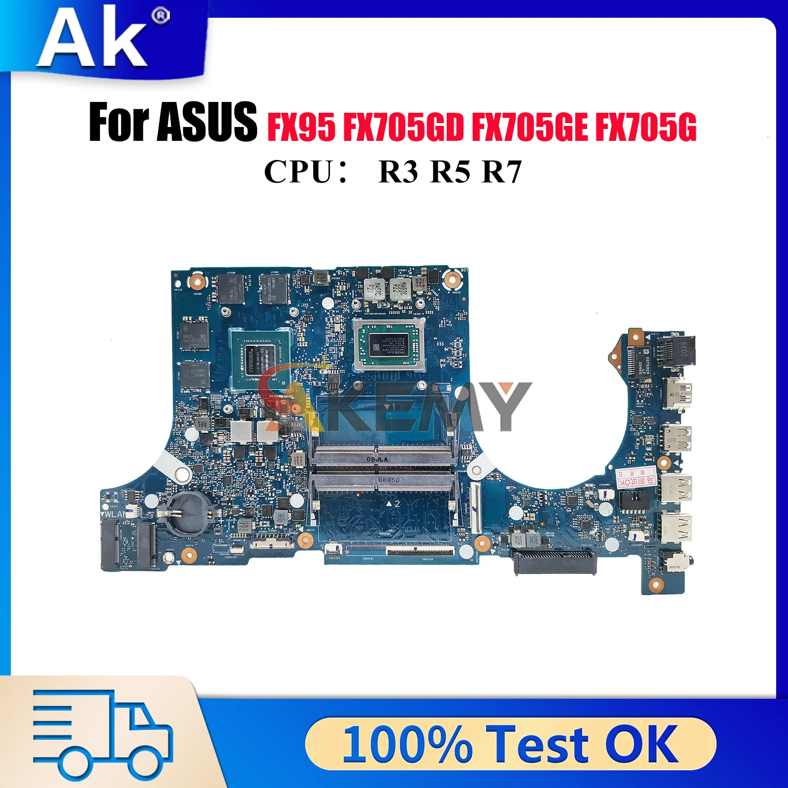 

Материнская плата для ноутбука FX505DT для ASUS TUF Gaming FX705GT FX705GE FX95D FX505D FX705GD с процессором R3 R5 R7, тест ОК, быстрая доставка