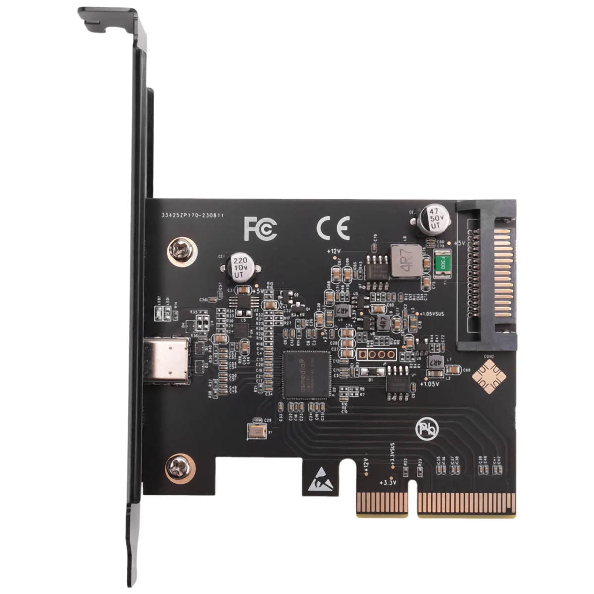 IOCREST USB 3.2 PCI Express Expansion Card PCI-E 4X to USB3.2 Gen2 X2 Type-C 20Gbps SATA Powered ASMedia ASM3242