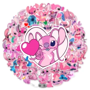 ملصقات ديزني ليلو ودوت أنجل ، شخصية أنيمي وردية لطيفة ، يوميات هاتف DIY ، ملصقات أمتعة على الجدران ، كاواي ، 50 قطعة أفضل 8 بيع غرزة وخلفية ملاك - No4