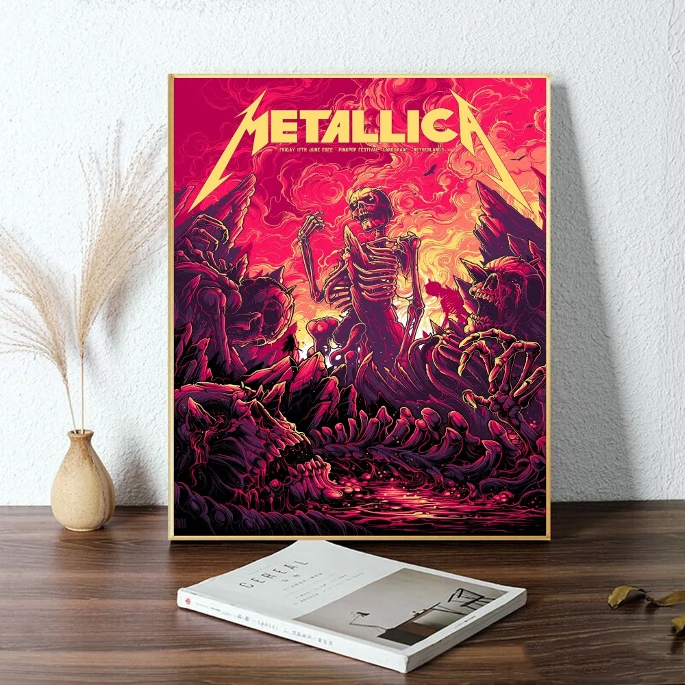 Rock M Metallica Poster 1PC Cartoon Pop Poster Paper Waterproof HD Sticker Bedroom Entrance Home Living Room Wall Decor