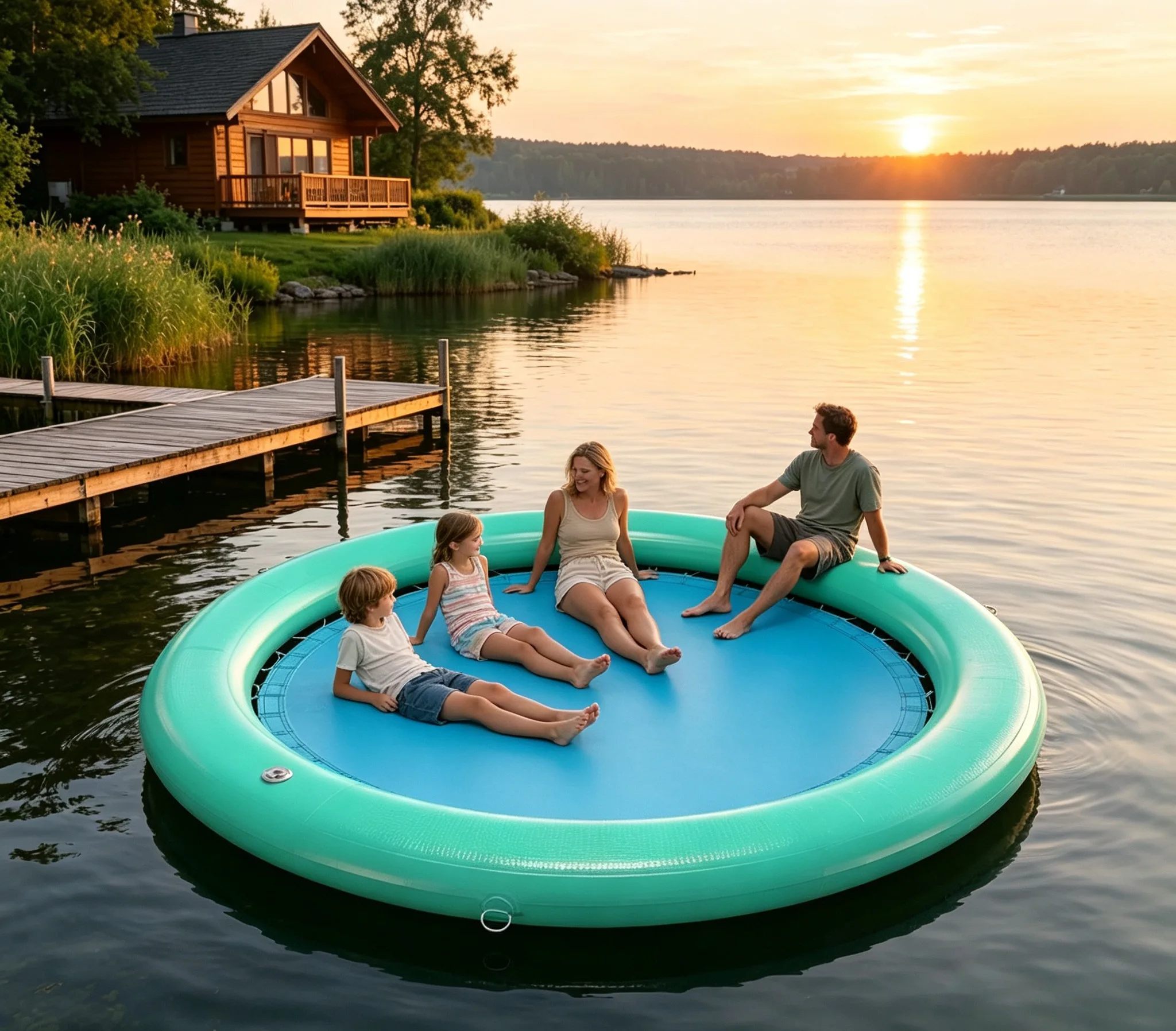 Custom Drop-Stitch Inflatable PVC Circular Mesh Dock Portable Floating Water Swimming Hammock for Lake River Use 100-500kg