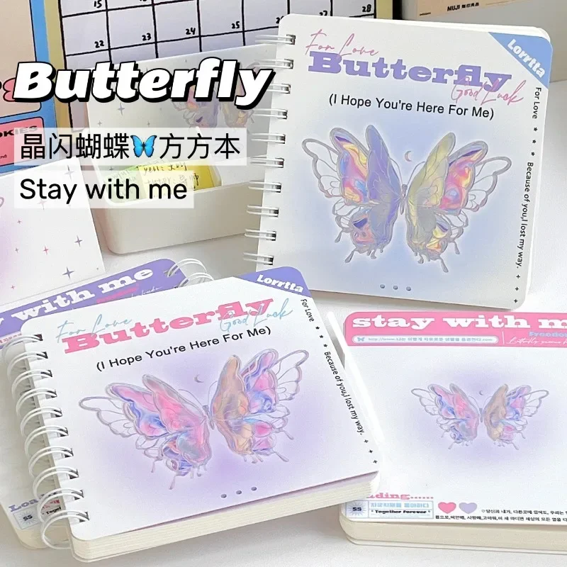 100 Sheet Creative Notebook Kawaii American Style Butterfly Time Schedule Scrapbook Diary Lovely Stationery Notepad Student