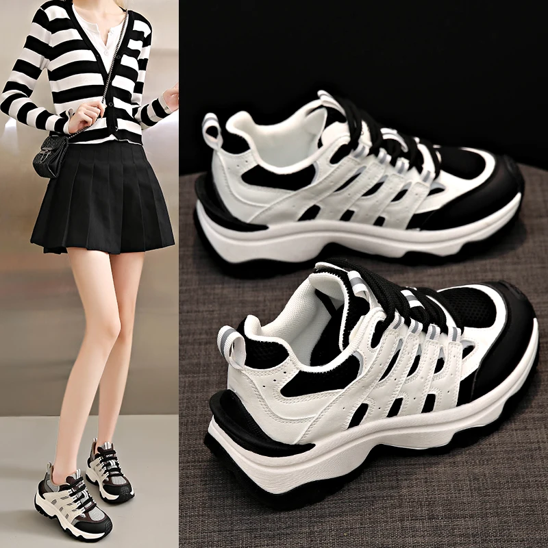 

Women Shoes 2025 New Autumn Trendy Brand Torre Female Thick Sole Increased Casual Flow Reflective Sports Running Trendy Shoes