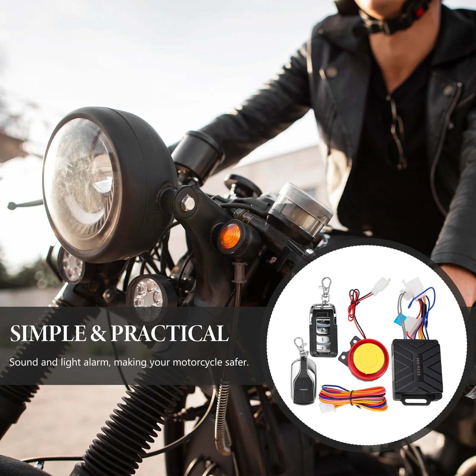 

1Set Motorcycle Security Alarm System Remote Start Vibration Lock Motorbike Alarm Kit DC12V Easy Install Motorcycle Accessories