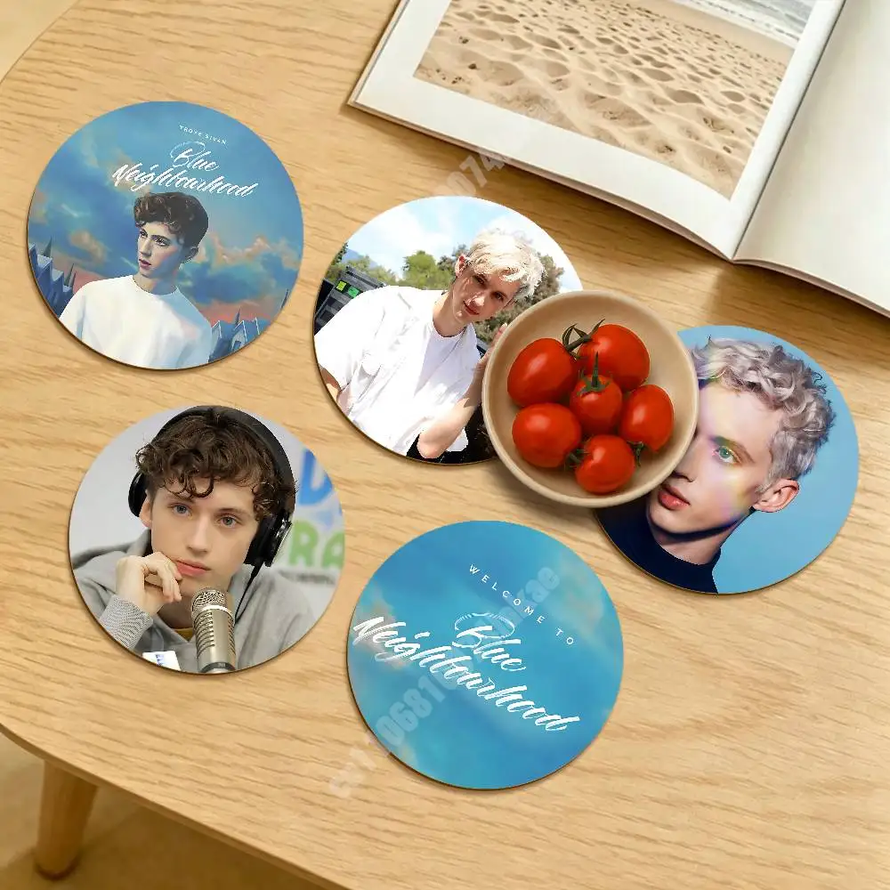 

T-Troye Sivan-S Blue Neighbourhood Round Coaster for Drink Cup Clean Table Styling Sustainable Lifestyle Decor