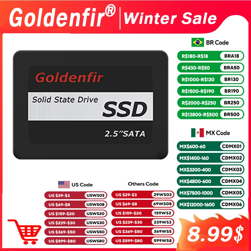 lowest price SSD 128GB 256GB 512GB 2TB Goldenfir solid state disk hard disc drive for pc