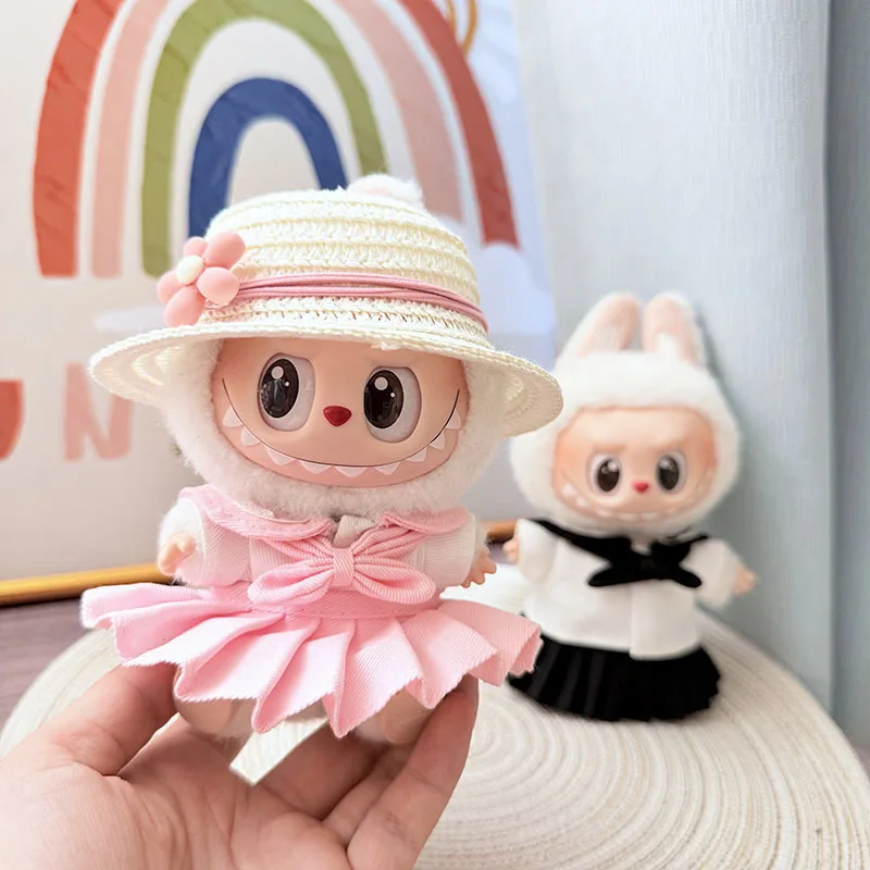 Vêtements de poupée Labubu, jupe brise d'océan 15/17cm, poupées idole Labubu I II, vêtements de poupée en peluche, accessoires de fête assis