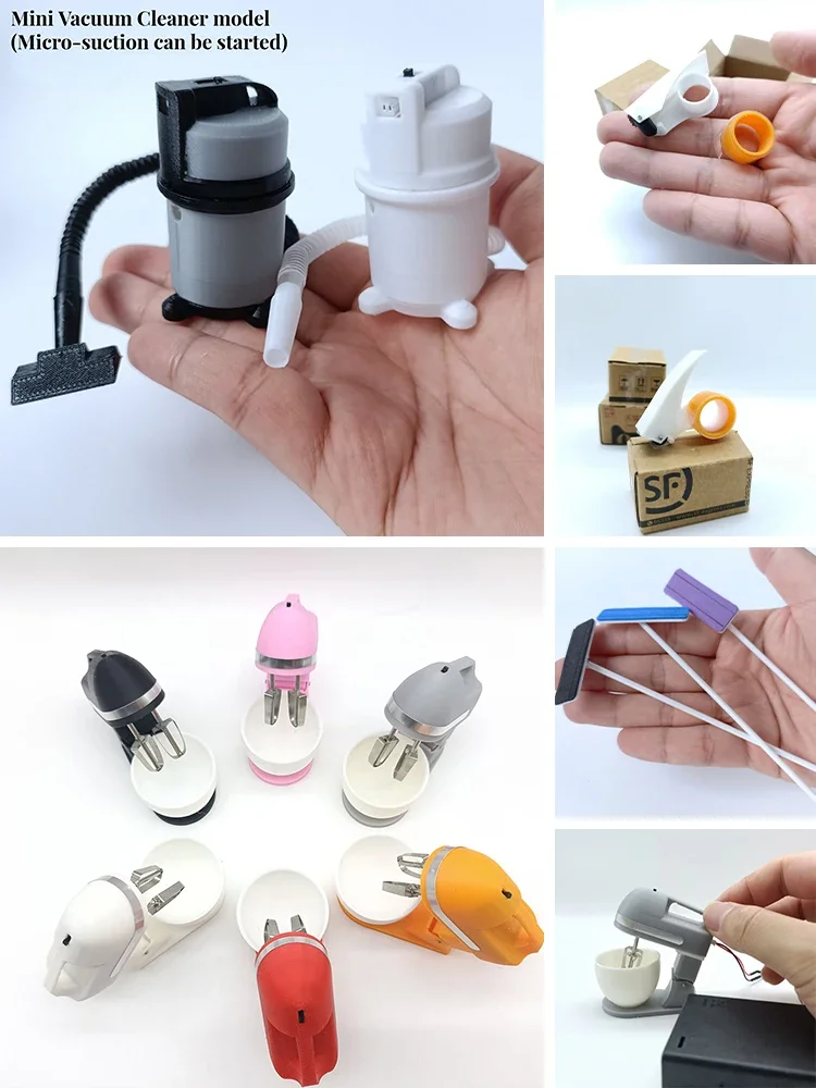 Miniature Dust Catcher Toy Mini Kitchen Electrical Mixer Egg Beater Model Mini Express Carton Tape Dollhouse Accessories