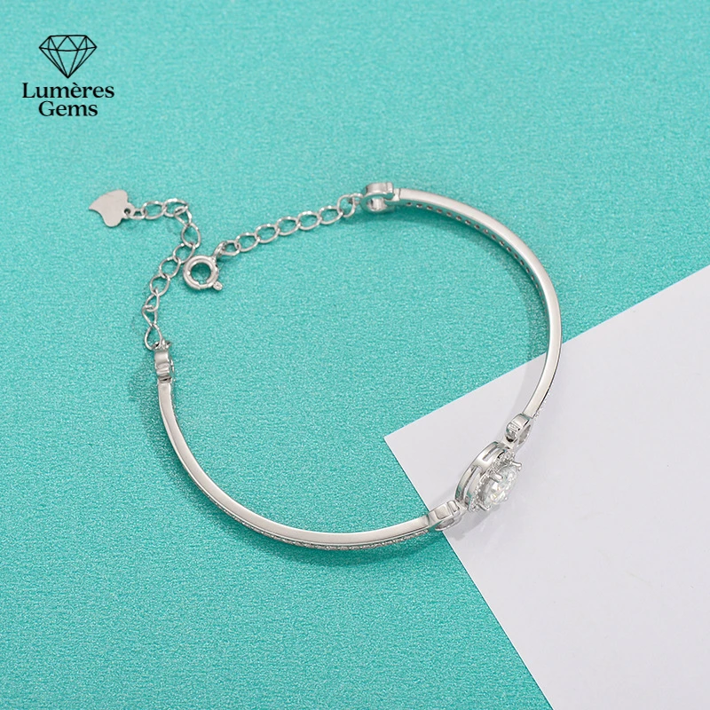Lumière Gems Platinum 950 Palladium Sapphire Bracelet - Women's Round Bag Style - Uncommon Design - Simple and Elegant