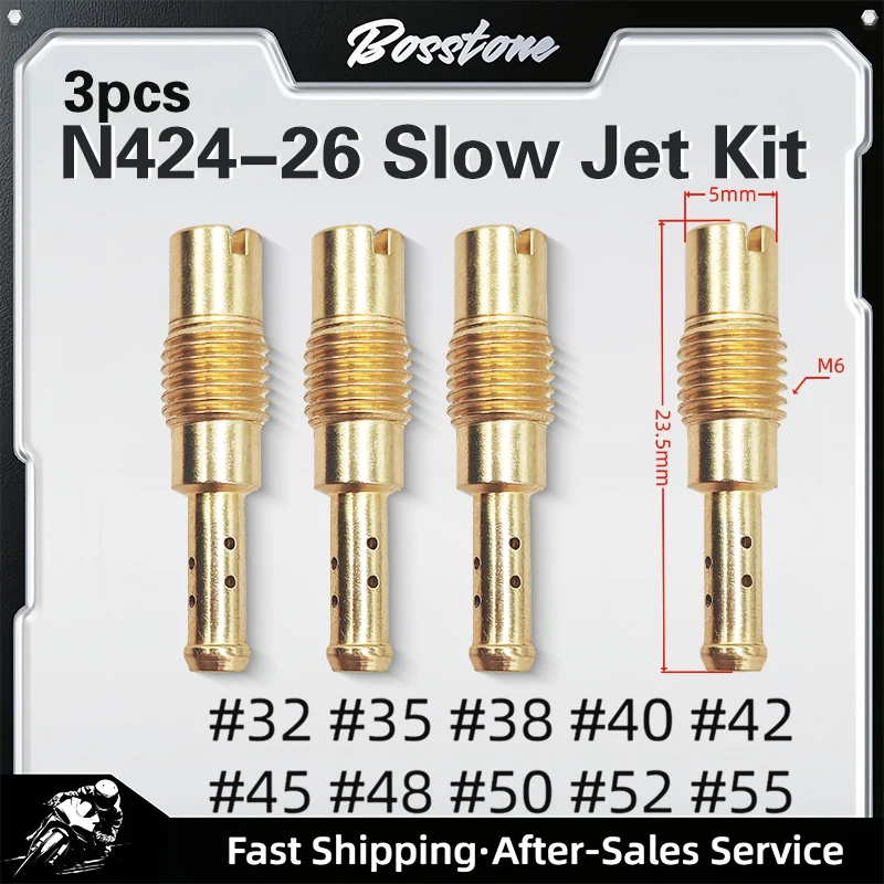 3pcs Pilot Jet Slow Jet for GY6 CVK CBT PE Series Motorcycle Keihin Carb N424-26 (#32 #35 #38 #40 #42 #45 #48 #50#52#55)
