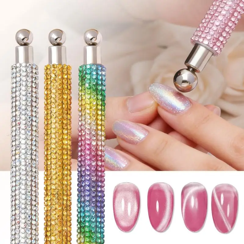 

2-IN-1 Magnetic Nail Polish Stick With Rhinestone Strong Magnetic Ball Cat Eye Gel Nail Polish Tool For Nail Salon Or Home Use