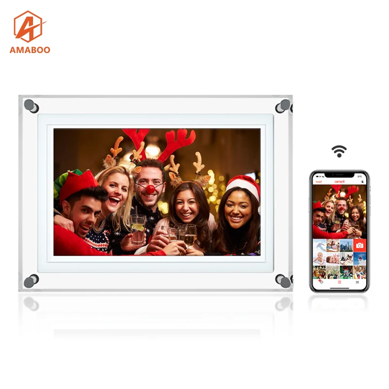 AMABOO Hot sale LCD Transparent Acrylic Wifi Digital Picture Frame Wifi