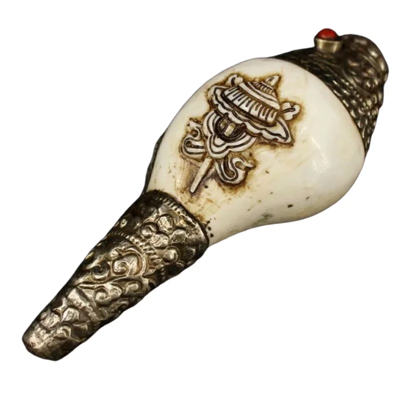 

Chinese Tibetan Buddhism Collection Tibetan silver conch Instrument