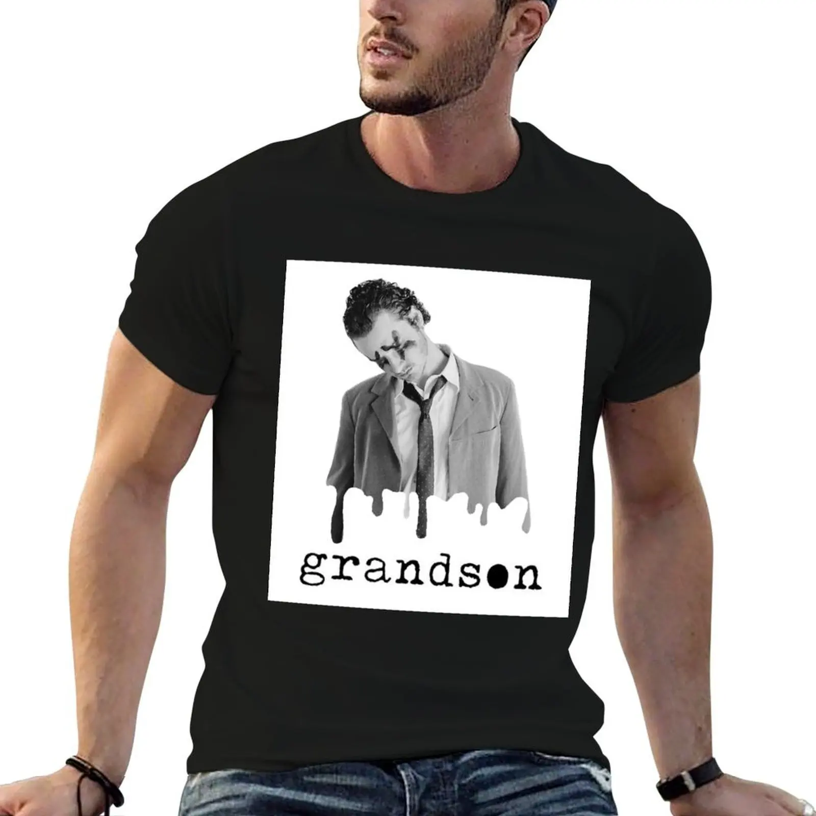 

Grandson music X with drip effect T-Shirt t shirts for man pack white cotton t shirt man T-Shirt