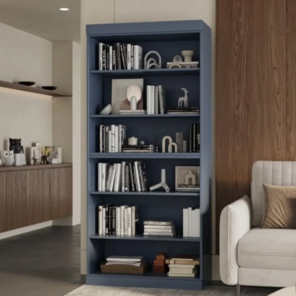 Solid Wood Bookcase - 6-Tier Bookshelf, 71.5