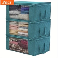 3pcs Foldable Storage Bag Clothes Organizer Household Folding Storage Box Quilt Storage Bag Wardrobe Clothing Box