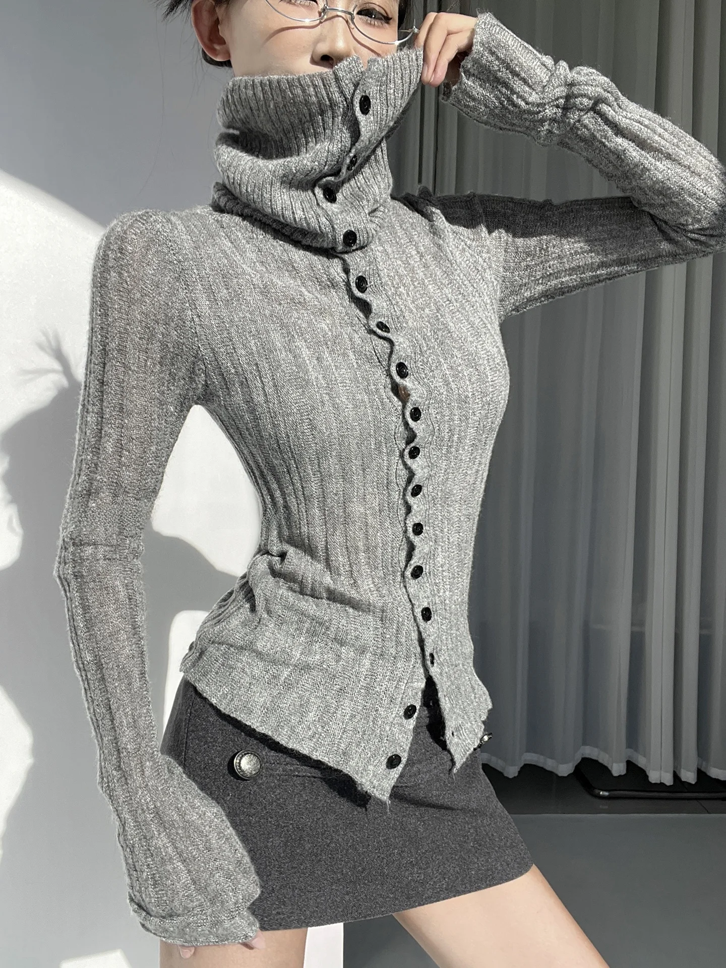 

Retro American Design ey Knitted Button Cardigan Women's Soft Slim Fit Top Korean Sle Age Reduction Gentle Wind