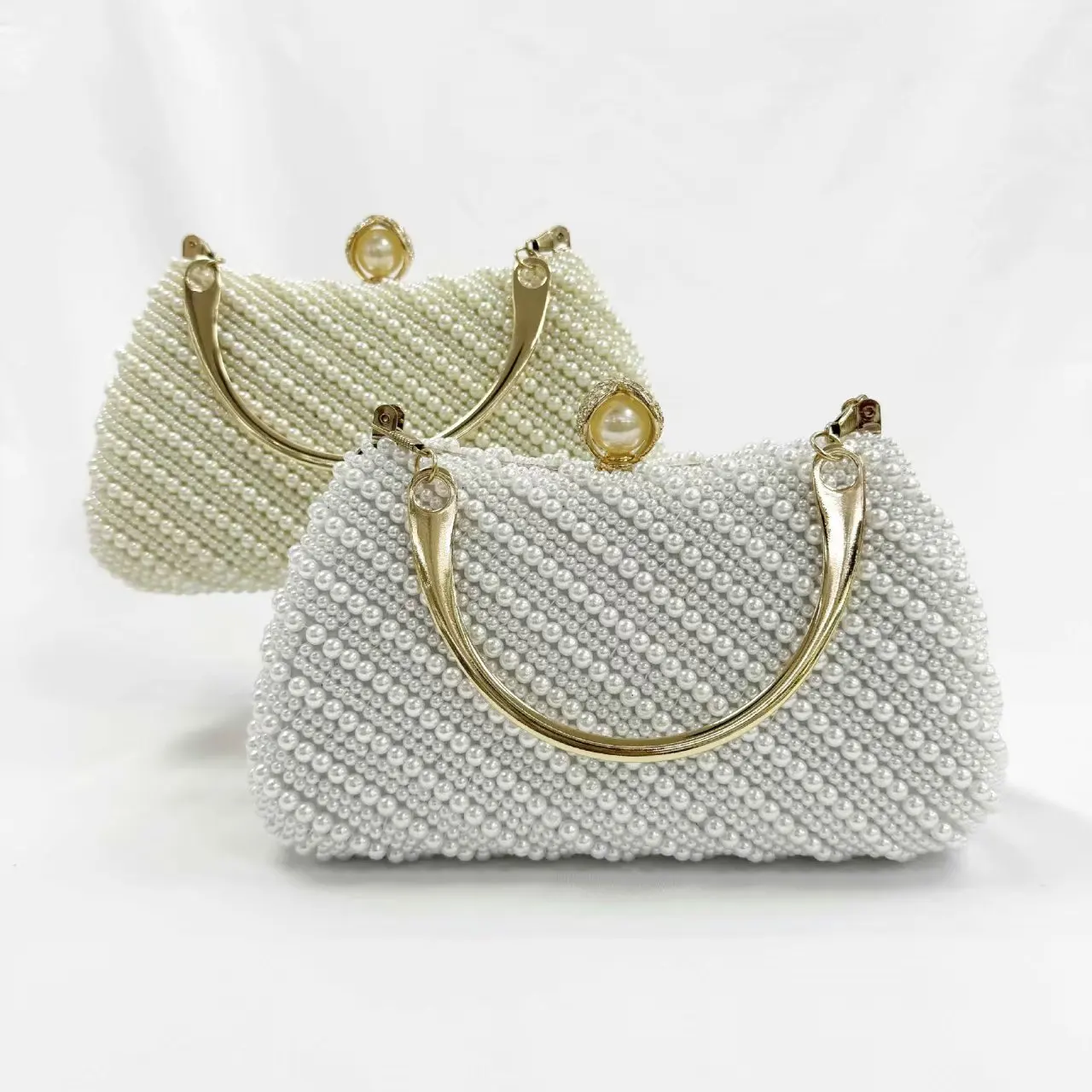 Japanese-style Foreign Order Boutique Handmade Bag Craft Bead Embroidery Special Dinner Bag 8965 Pearl White Borse Lusso Firmate