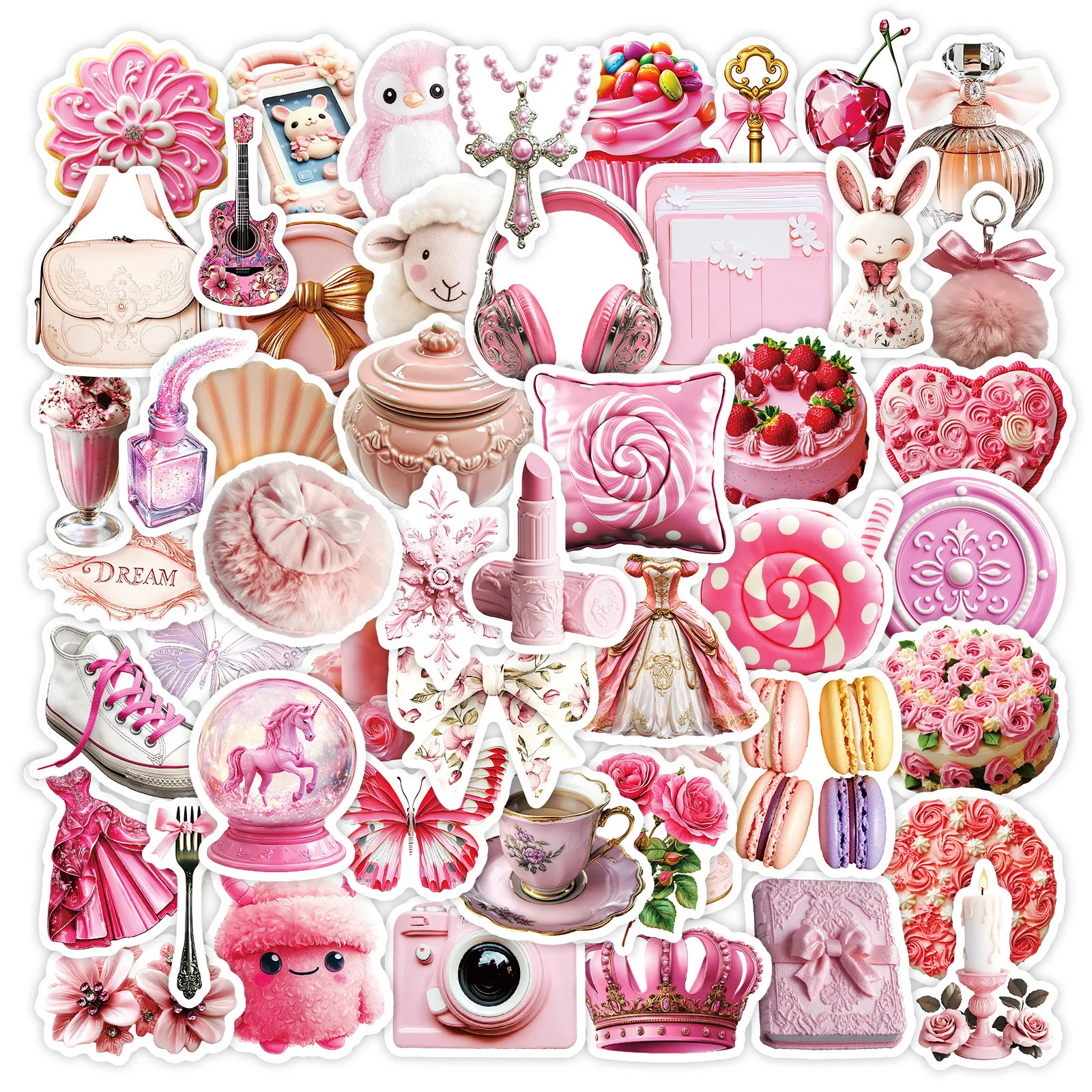 10/50PCS Vintage Pink Ballet Girls Decoration Stickers Aesthetic Decals Diary Suitcase Laptop Guitar Phone Kawaii Sticker Toy