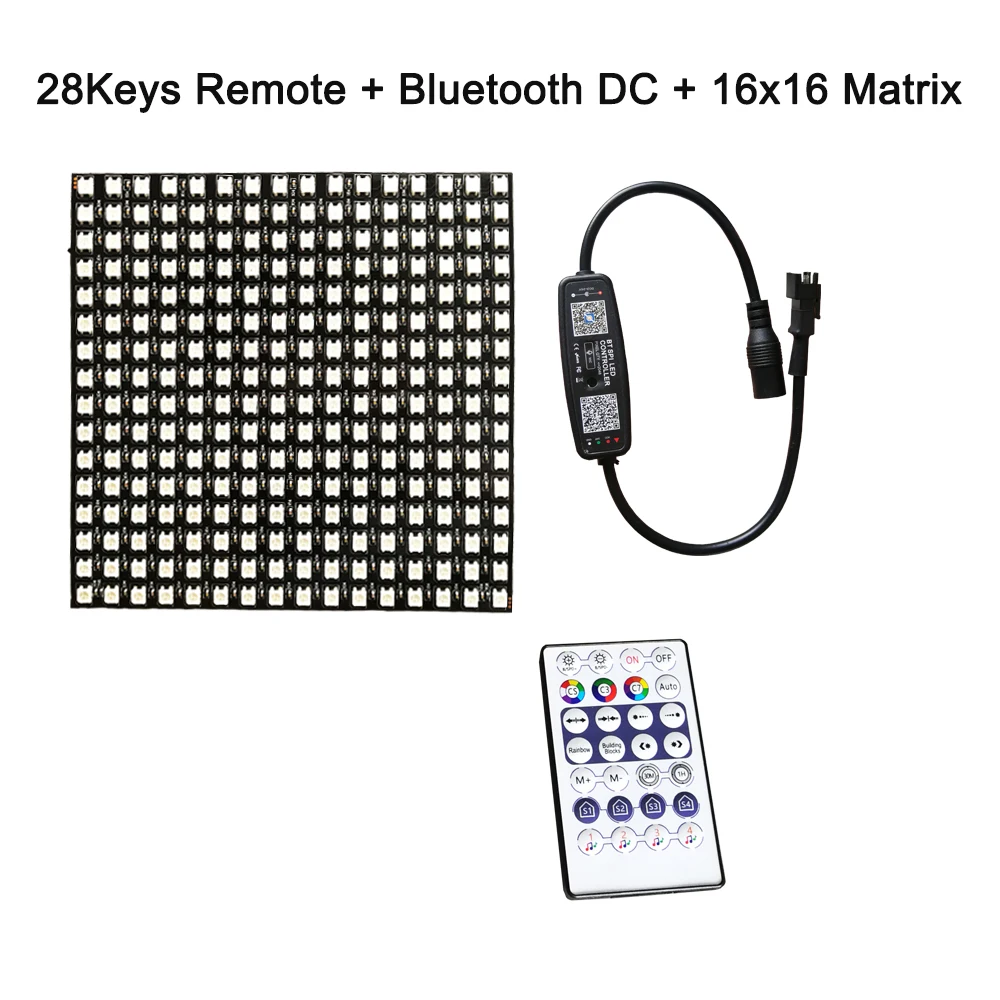 WS2812B Led Panel Screen Individually Addressable Pixels Matrix Module With 28Keys Remote Controller Bluetooth Music Light Kit