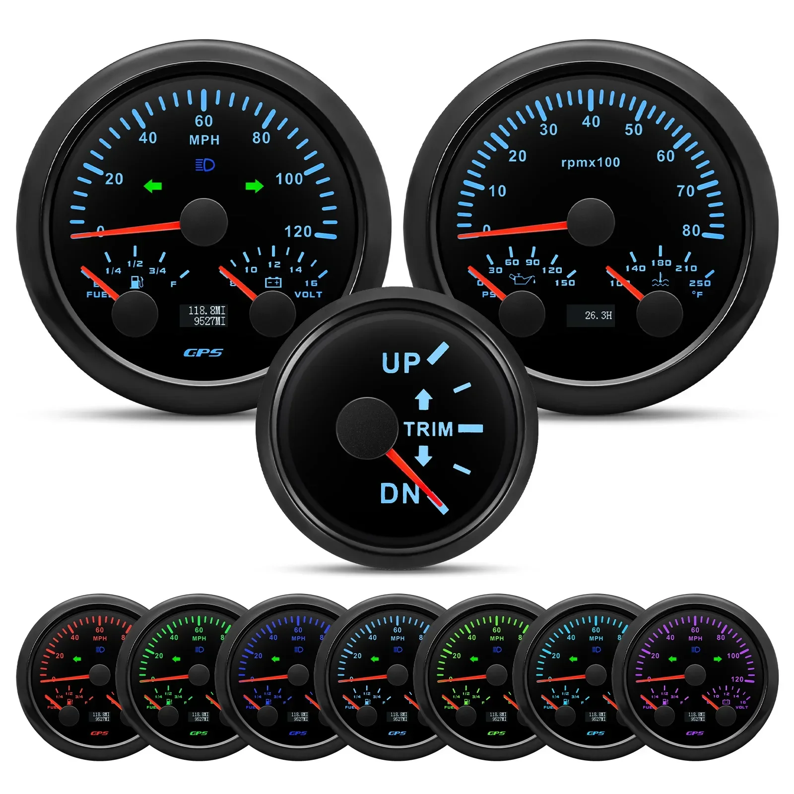 3in1 GPS Speedometer +Tachometer+Balance Sheet with Fuel Gauge Voltmeter Oil Press Water Temp Gauge Multifunctional Fit Cａｒ Boat