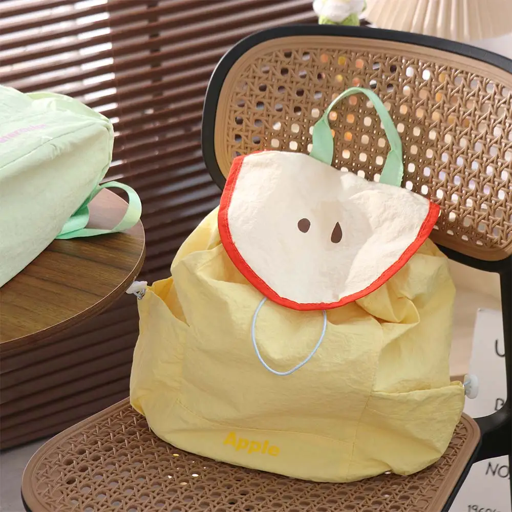 Korean Style Outdoor Drawstring Backpack Travel Dopamine Color Fruit Nylon Backpack Book Bag Waterproof Hiking Shoulder Bag