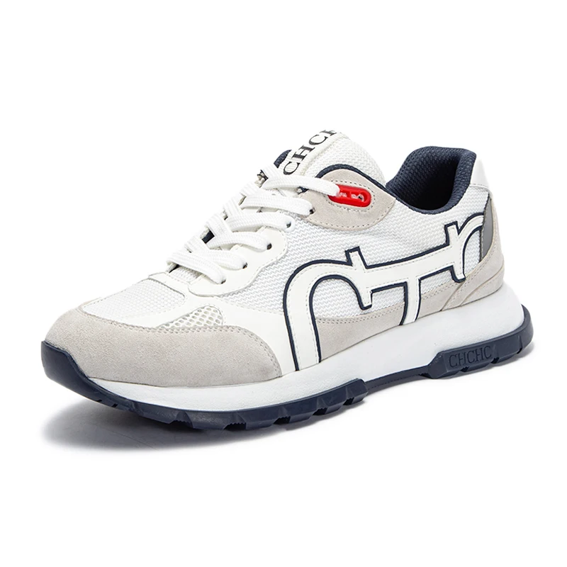 CHCH Men\'s Tennis Shoes 2024 Cow Leather Mesh Panel Outdoor Sports Shoes