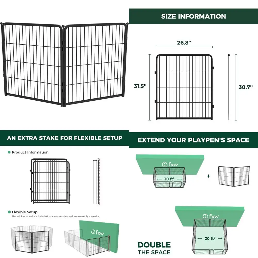 روضة كلب داخلية للعب الآمن بدون إجهاد - قلم شديد التحمل مقاس 32 بوصة مكون من لوحتين للكلاب الصغيرة والمتوسطة #1