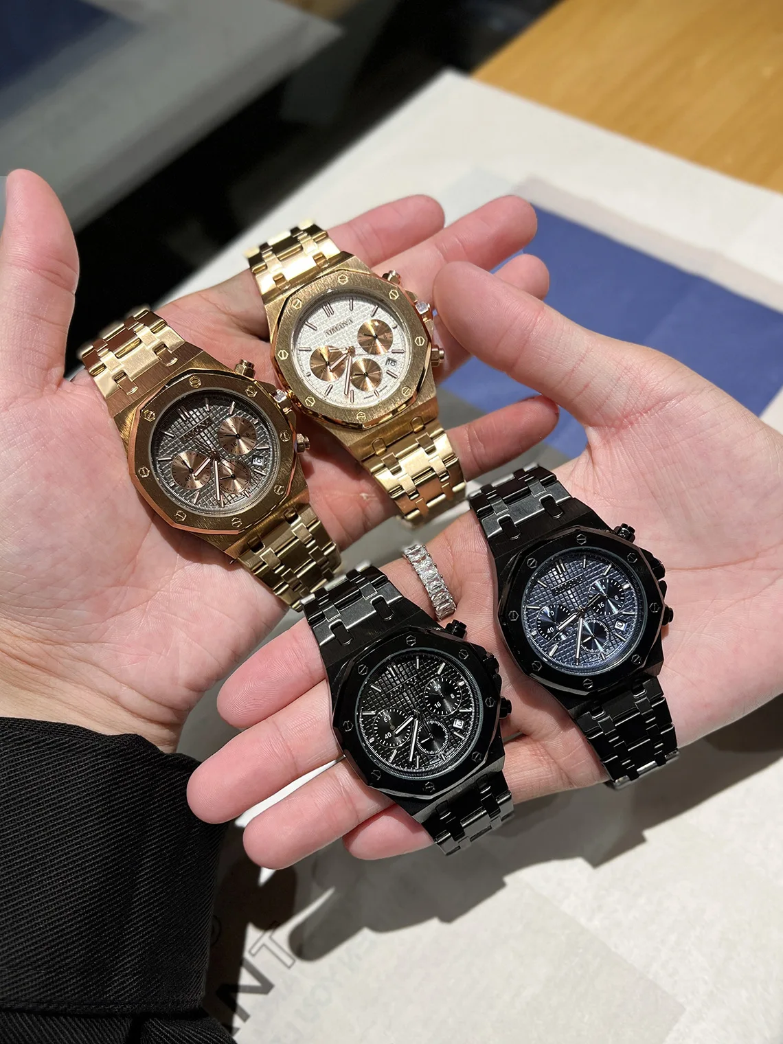 

Мужские часы с хронографом и перьями, унисекс, кварцевый механизм, водонепроницаемые наручные часы 30 м для мужчин и женщин