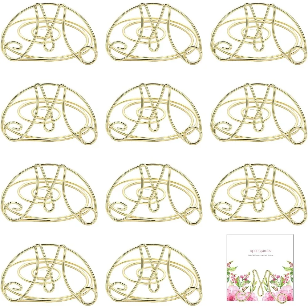 12Pcs M Shape Table Number Holder Wedding Place Card Holder Name Card Holder Stands Wire Photo Menu for Wedding