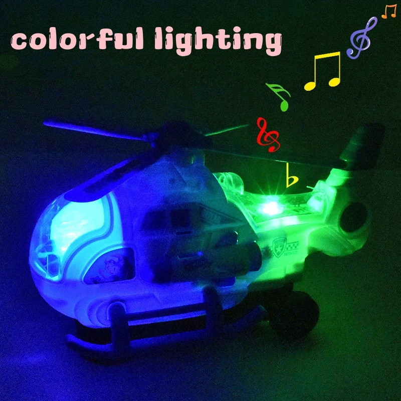 Electric helicopter toy, with lights and music, 360° rotation, durable plastic, suitable for 3-year-old boys and girls