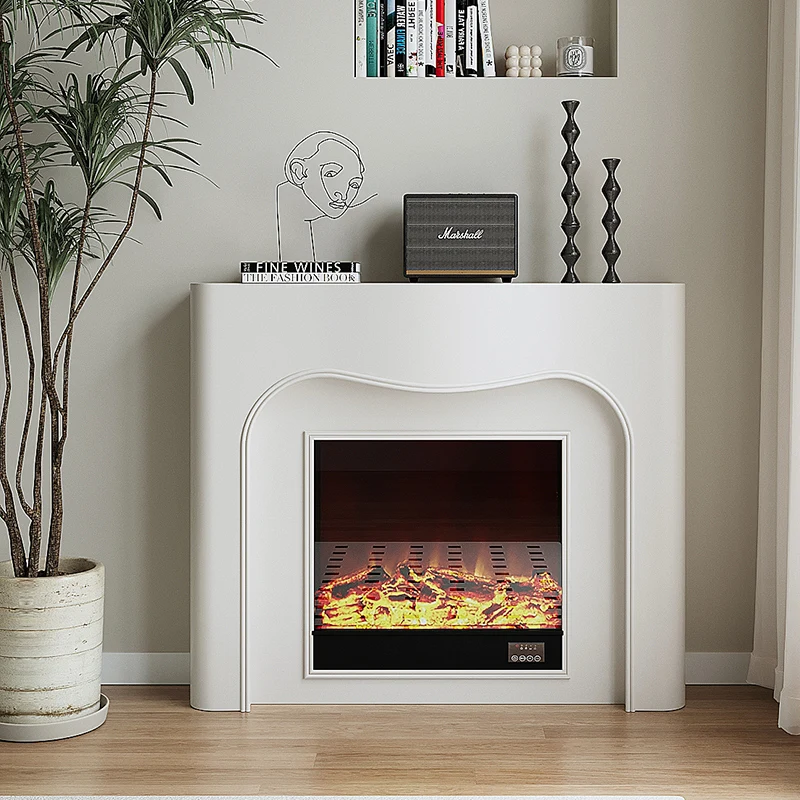 French fireplace decorative cabinet black display porch side cabinet simulated flame atomization against the wall live broadcast