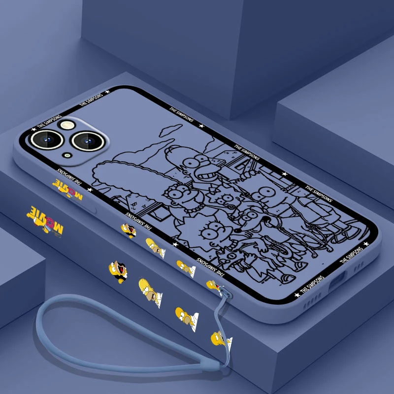 جراب هاتف Simpsons Bart لهاتف Apple iPhone ، حبل أيسر سائل ، غطاء ناعم ، 15 ، 14 ، 13 ، 12 ، 11 Pro Max ، Plus ، 8 ، 7 ، SE