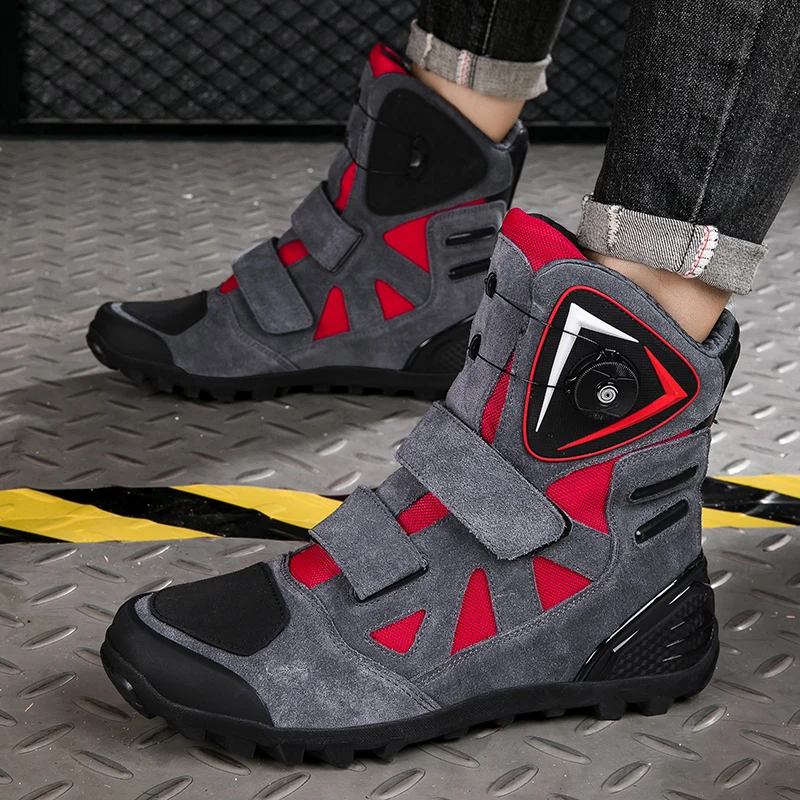 

Motorcycle protective boots men large size four season wear-resistant fashionable high top riding shoes off-road cycling boots