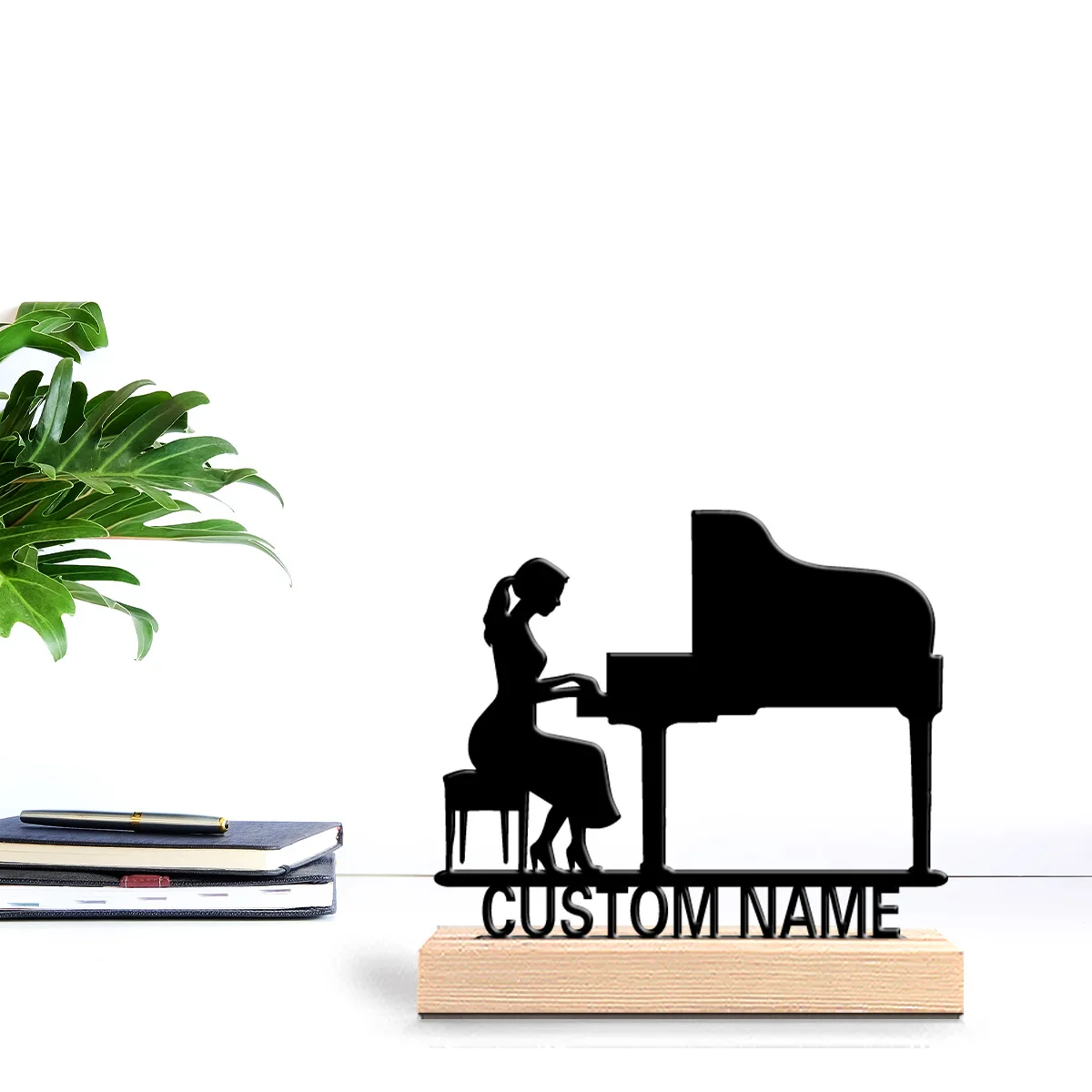 1pc Stylish Personalized Custom Piano Metal Statues Melodic Gift with Wooden Frame Perfect for Musicians Valentine’s Wedding