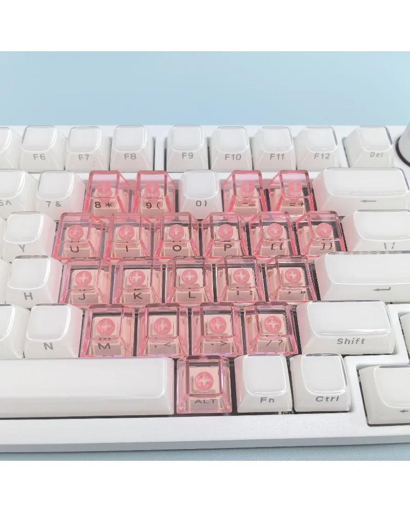 Keycap, custom powder transparent cute personality adaptation magnetic axis keyboard side engraved keycap 21 keys  transmission
