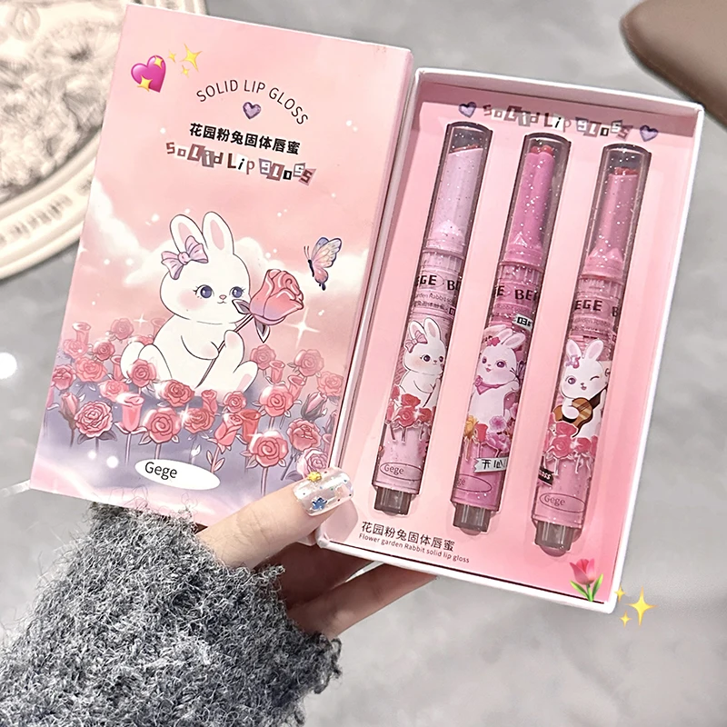 Effen Lip Glazuur Set Roze Konijn Hydraterende Waterig Gekleurde Lippenbalsem Malse Langdurige Waterdichte Lippenstift Set Cosmetica