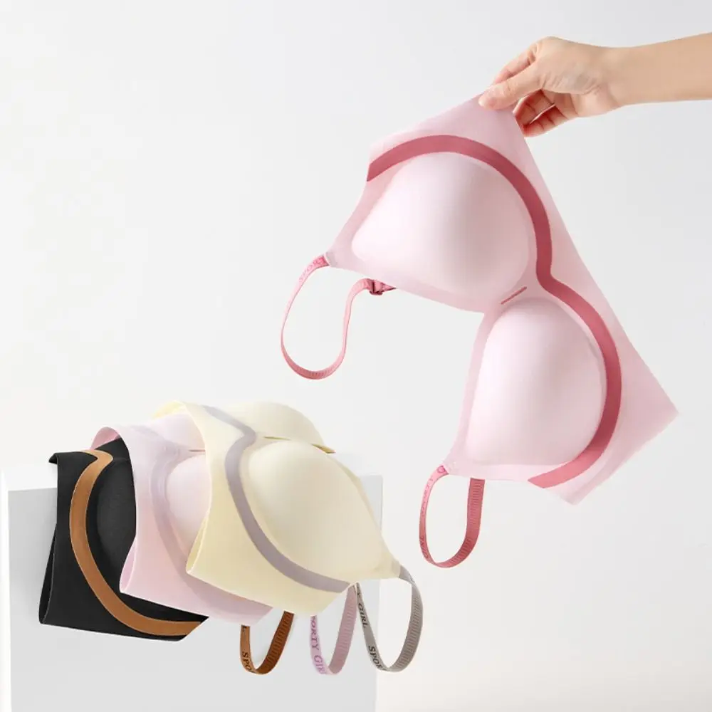 Letter Wireless Deep V Bra Shockproof Close-fitting Seamless Bras for Women Lingerie Gathered Breasts Push Up Underwear Yoga