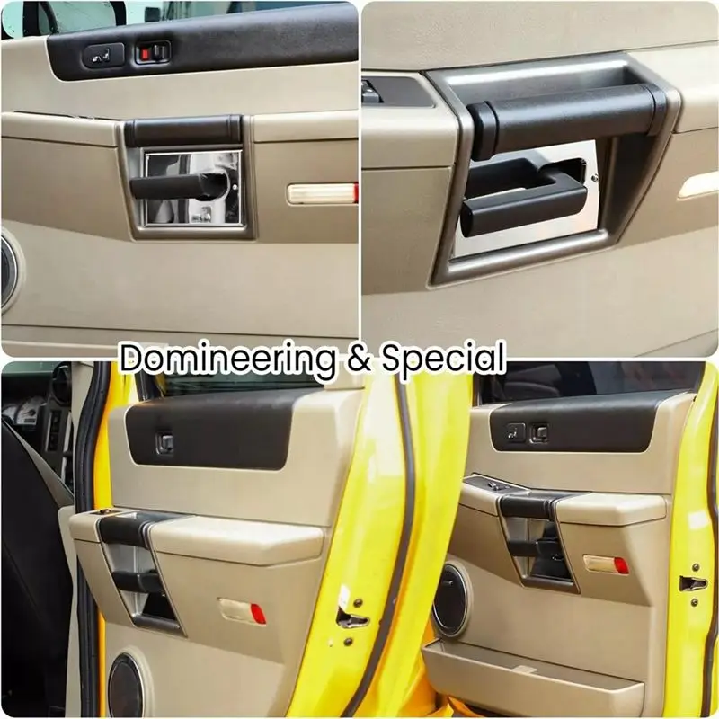 Smooth Aluminum Chrome Billet Interior Door Handles Cover Trim, Anti-Scratch Plates For Hummer H2 SUV SUT 2003-2007
