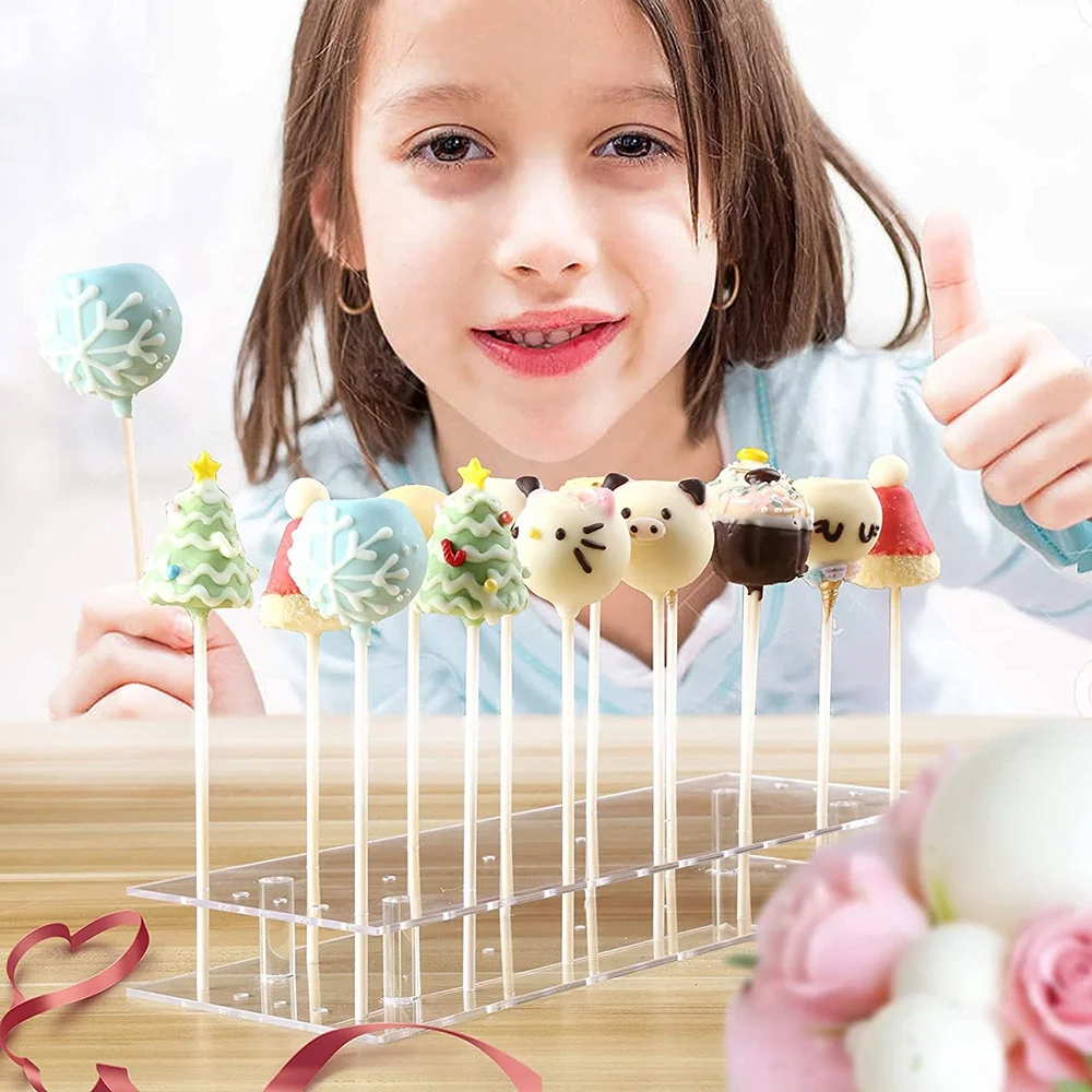 A02M-2-Pack 21 Hole Acrylic Lollipop Holder For Weddings Baby Showers Birthday Parties Anniversaries Cake Lollipop Stand