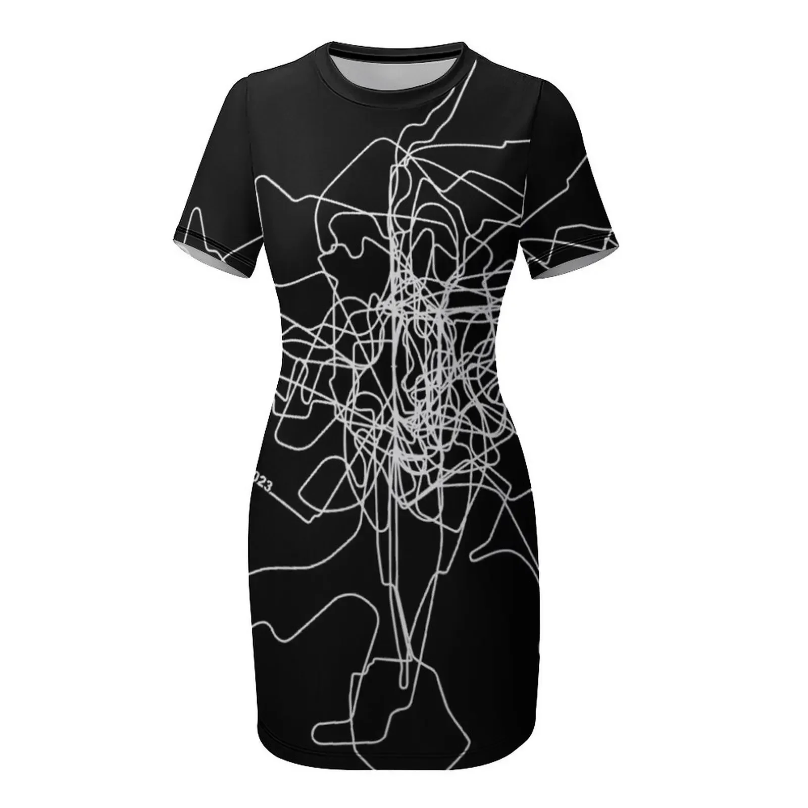 Design 2023 - Circuiti F1 2023 - Abito estivo a maniche corte con motivo bianco, gonna estiva, abito da cerimonia per matrimoni