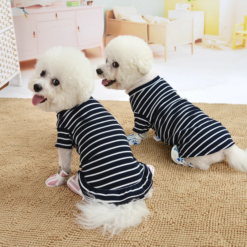 Couple Dog Clothes Puppy Chihuahua Shirts Striped Pet T Shirt Pets Clothing For Small Dogs French Bulldog Bichon Teddy Costume