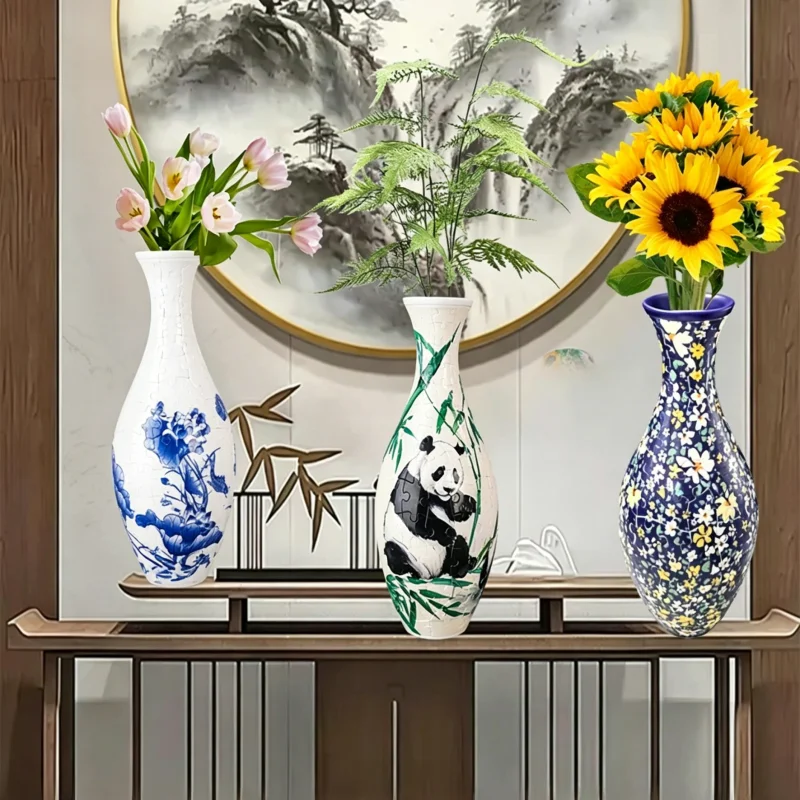 3D Puzzle Vase Blume Porzellan Design Montage Ziegel Hause Dekoration Weihnachten Anordnung Haus Erwärmung Hochzeit Geschenke Kind Spielzeug