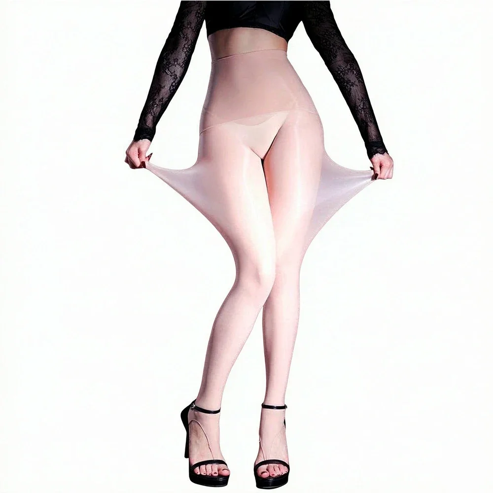Women Toe Clip Foot Stripe Thin Oil Shiny Glossy Pantyhose 3D Seamless Stockings Elastic Tights Shaping Party Club Yoga Hosiery