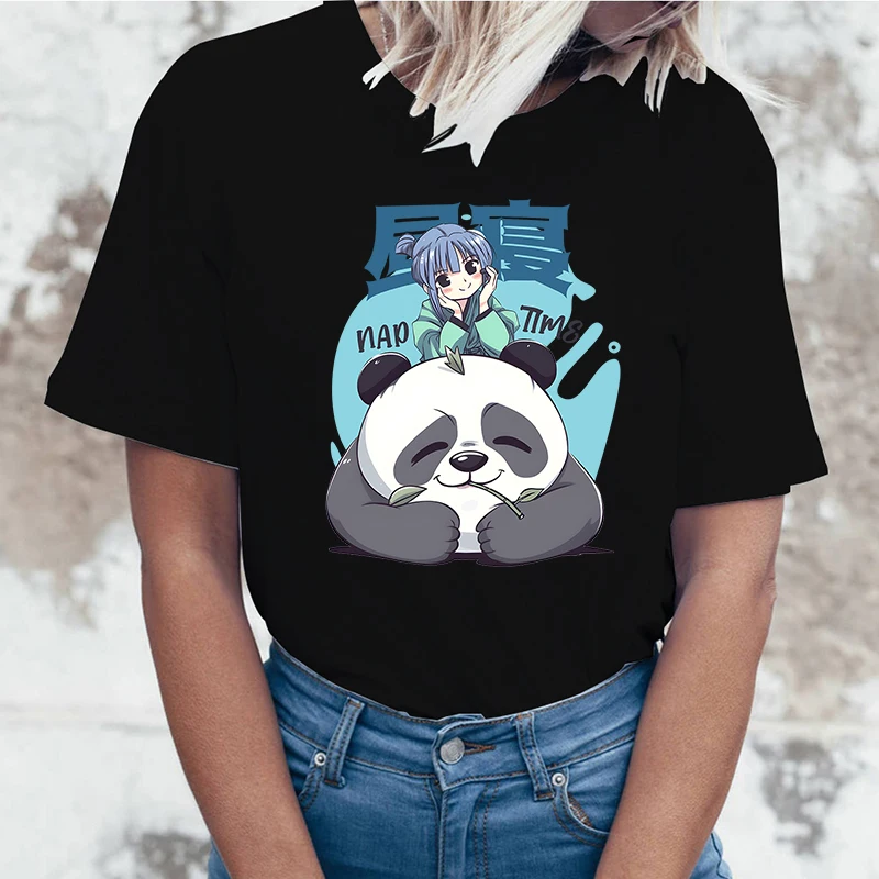 Fashion T-Shirt Panda Nap Tims Print Designed Summer Tops Tees