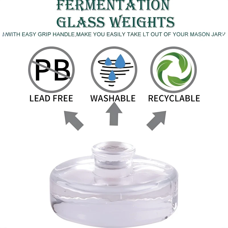 Wide Mouth Canning Jars with Glass Lid - Durable Glass Fermentation Kit, Ergonomic Handle &amp; Weight for Pickling, Mason - view 4