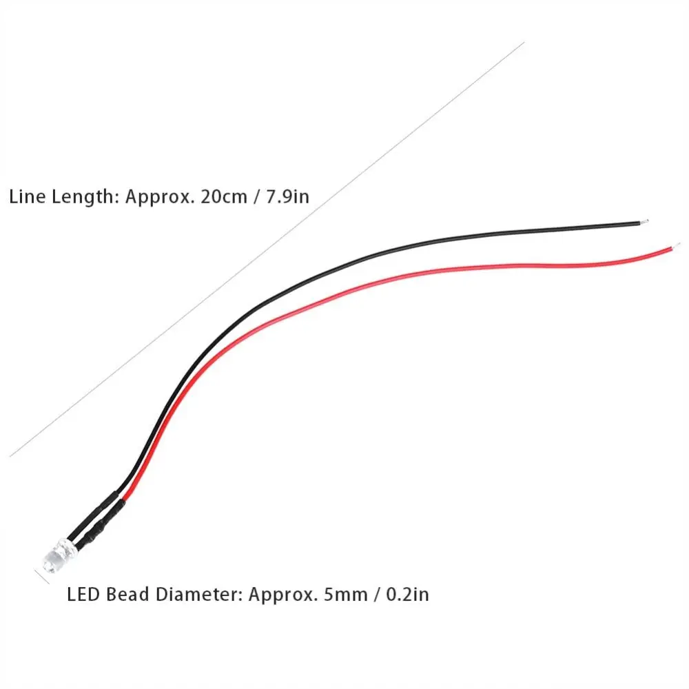 50 قطعة 5 مللي متر رأس مستدير قبل السلكية صمام ثنائي باعث للضوء أبيض دافئ 12 فولت مصباح ليد حبة ضوء الباعثة للضوء ديود إضاءة للتزيين #6