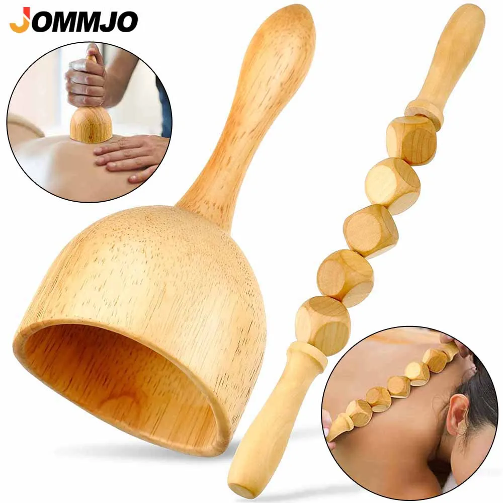 

2Pcs Wood Massage Tool Set Includes Wood Massage Cup Tool & Wood Massage Tools for Cellulite,Scraping,Promote Blood Circulation